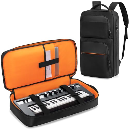 Rexmica Mochila Portátil para Teclados de Piano 37 Teclas, Funda Protectora para Controladores Midi, Bolsa para Pianos Digitales 37 Teclas, Ordenador Portátil, Micrófonos y Cables, 28,5 x 10 x 56 cm