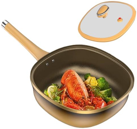 Rrlihjgu Stufe Antiadesive, Padella antiaderente con Coperchio per Cucina, Batteria da Cucina Stufa per Induzione Elettrica Casa Ristorante Appartamento Campeggio