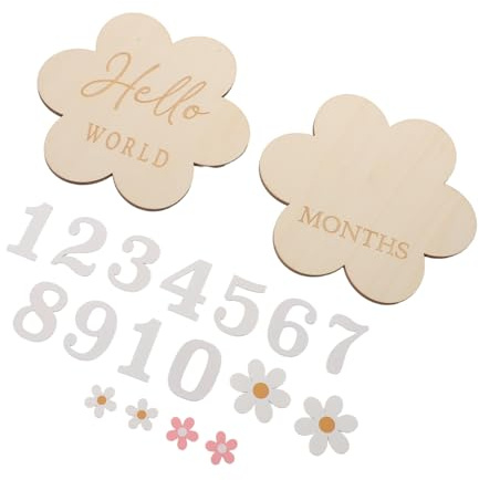 GALPADA Wooden Calendar Months Milestone Cards Flower Newborn Photo Props for Shower Memory Recording Keepsake Signs