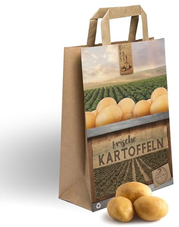 750 Papiertragetaschen Papiertaschen | Kartoffeln | Papiertüten | 5kg | Flachhenkel