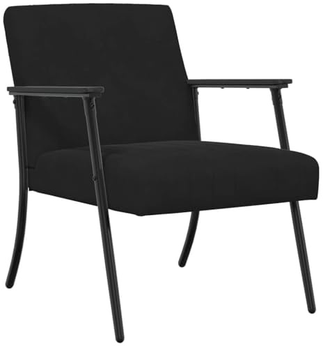 Qnhdfrt Samt Sessel Schwarz 59 x 75 x 78 cm Modernes Design mit Langlebigem Stahlrahmen Ergonomischer Loungesessel für Wohnzimmer Schlafzimmer und kleine Räume