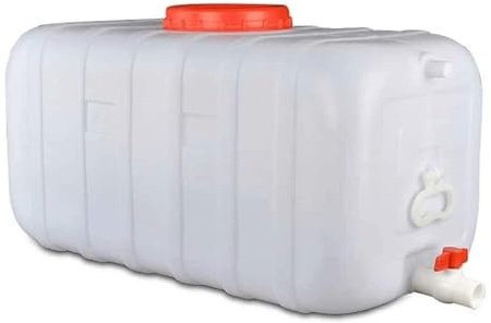 Husbilsvattentank i livsmedelskvalitet av plast med lock, horisontell fyrkantig behållare för jäsning, tjock och hållbar (vit 100 l)