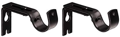 Amazon Basics Sturdy Adjustable Curtain Rod Wall Bracket Hooks, Set of 2, Dark Bronze (Espresso)
