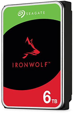 Seagate IronWolf, 6 TB, NAS, Internal Hard Drive, CMR, 3.5 Inch, SATA, 6GB/s, 5,400 RPM, 256MB Cache, for RAID Network Attached Storage, 3 year Rescue Services (ST6000VN0033)