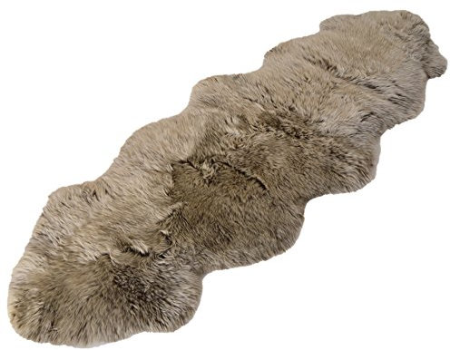 Lammpäls/fårskinn / sängmatta/fåtöljupplaga extra stor 220 x 70 cm olika färger (brun)