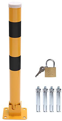 TOPWAY Car Parking Space Lock Bollard, High Visibility Yellow and Red Lockable Fold Down Car Parking Barrier, Private Car Park Driveway Guard Saver Blocker, 60cm Height, Budget Range