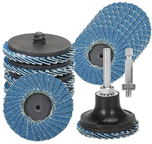 9Pcs 2 inch Quick Change Sanding Discs High Density Zirconia Die Grinder Flap Disc Flat Roll Lock Disc with 1Pc Disc Pad Holder for Rotary Tools Air Grinder Attachments Grinding Wheel T27 80Grit