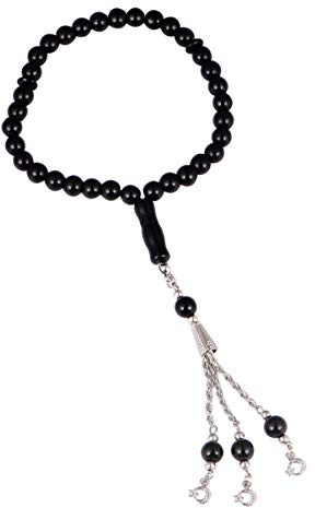 EXCEART Rosenkranz 33 Stück Muslimische Gebetsperlen Glasperlen für Männer Frauen Familien Freunde Geschenk Schwarz Kette Halskette Islamisches Armband