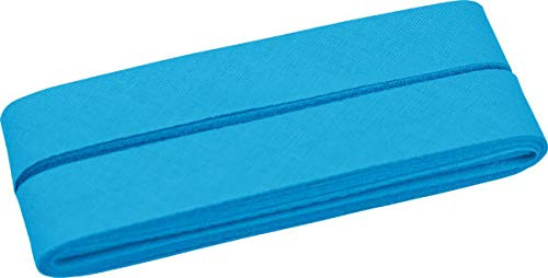 Unifarbenes Schrägband, Baumwolle, vorgefalzt, 20 mm breit - 2 Packungen á 5 Meter, Türkis