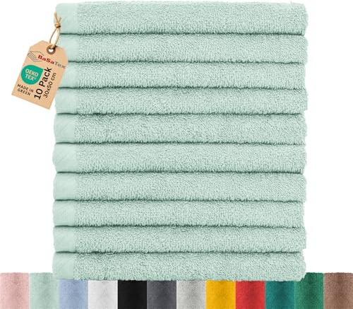 10-pack frottéhanddukar set 30 x 50 cm | 100 % bomull | 10 x gästhandduk mint
