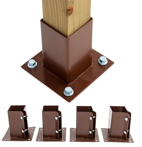 Oypla 4X Heavy Duty Bolt Down Fence Post Shoe Grip Holder - 75 x 75mm