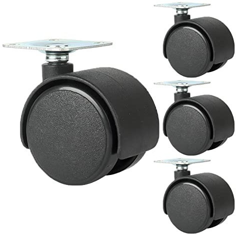 4 STK. Möbelrollen 40mm/50mm, Lenkrollen Mit Bremse, Transportrollen, Geräuscharme Und Verschleißfeste Schwenkrollen, Rollen Für Möbel Schwarz, Für Trolleys/Palettenmöbel,4Nobrakes-40mm
