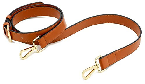 ZOUIQSS Frauen Leder Schulterriemen Trageriemen,Tasche Schultergurte Gurt Riemen für Geldbörse Handtaschen,verstellbare Ersatz Crossbody Bag Strap Tragegurt Umhängegurt(Gold-Braun 2,5 cm)
