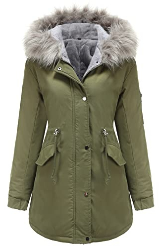 Tuopuda Abrigo Parka Mujer Largo con Capucha Abrigo Gruesa Chaqueta Cremallera de invierno cálidoa Prueba de Viento