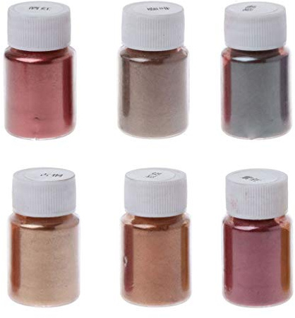 haiaxx Pigmentos en Polvo de Resina de Grado cosmético de 6 Colores, colorante Mineral Natural de Mica, Tinte Perla, Pigmento marrón