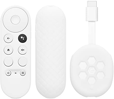 kwmobile 2X Hülle für Fernbedienung und Streaming Gerät kompatibel mit Google Chromecast 2020 4K (not for New-Generation) - Silikon Case Set für TV Zubehör in Weiß Weiß
