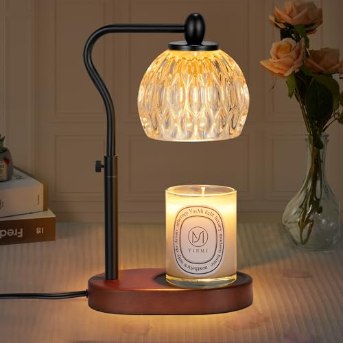 NVRGIUP Candle Lamp with Timer & Dimmer - Height Adjustable for Scented Candles, with 2 * 50W Bulbs - Home Decor Gift for Mothers Day (Black)