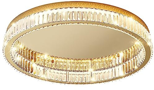 FAZRPIP Dimmbarer Kristall-Kronleuchter, 46 W/58 W, Kristall-Deckenleuchte, Moderne Kristall-Unterputz-Deckenleuchte, Lampenfassung für Esszimmer, Wohnzimmer, Schlafzimmer, Flur