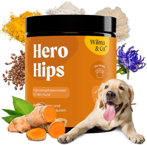 Wilma & Co. Für den Hund Hero HIPS Pulver für den Bewegungsapparat für Hunde mit Glucosamin, Chondroitin, Kollagenhydrolysat und Curcuma - Von Tierärzten entwickelt