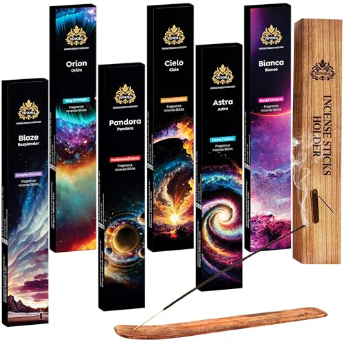 Yuvora Aromatic Incense Sticks Gift Set – 120 Natural & Non-Toxic Incense Sticks | 6 Soothing Scents | Home, Meditation, Relaxation & Yoga | Free Incense Holder | Inciensos - Gifts for Women