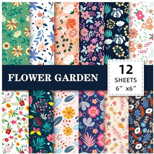 24 Hojas Floral Motivos Paquete de Scrapbooking 12 Estilo Papel Decorativo Bloc de Papel de Cartulina DIY Vintage Almohadillas de Papel para Decoupage Hacer Fabricación Tarjetas Álbum Recortes Papel