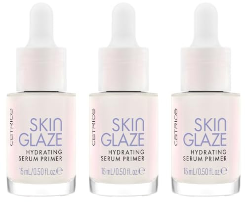 Catrice Skin Glaze Hydrating Serum Primer, Gesichtsserum, feuchtigkeitsspendend, grundierend, sofortiges Ergebnis, strahlend, vegan, ölfrei, ohne Parfüm, ohne Alkohol, 3er Pack (3x15ml)