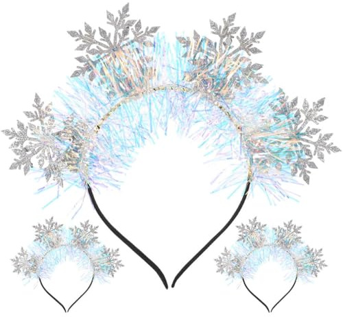 Healvian 3 Stück Weihnachten Stirnband Mit Silber Schneeflocken Weihnachts Kopfschmuck Weihnachts Stirnbänder Glitzer Schneeflocken Haarreif FüR Damen Kinder Weihnachten Party
