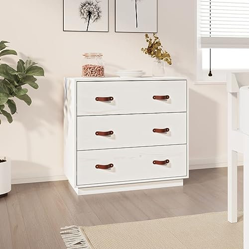 HETFTJN Sideboard, Sideboard Barschrank Besenschrank Mehrzweckschrank Geeignet für Office Flur Entrance Wohnzimmer Weiß 80x40x75 cm Massivholz Kiefer