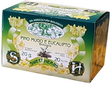 Sweet Herbs® | Mountain Pine Örtte Eucalyptus Timjan Mint | Lugnande och uppfriskande organisk infusion - 20 filter i individuella påsar (20 gr)