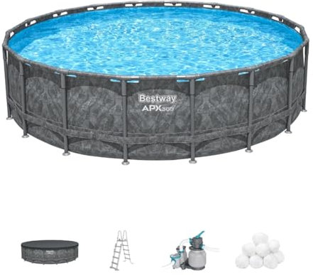 Bestway APX 365 Round Pool Set, All Year-Round Swimming Pool, Above Ground Swimming Pool, Complete Set, 18ft