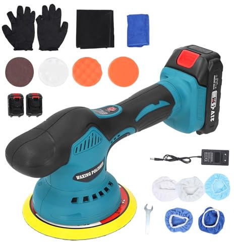 Ejoyous Lucidatrice per Auto, Set Lucidatrice Eccentrica 21 V, Set Lucidatrice Elettrica per Auto con Accessorio per Lucidatura, Lucidatrice per Auto a Batteria, per la Pulizia (EU)