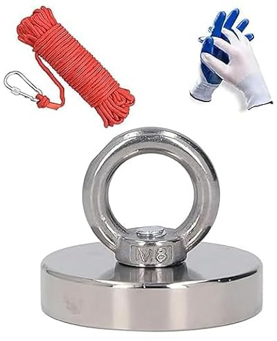 Magnetfischen, 250lb Seltene Erde Neodym-Magnet, leistungsstarke Magnet Angeln Heavy Duty Tool mit 65ft Bergungsseil, langlebige Handschuhe für Bergungswerkzeuge und die Suche nach Schätzen
