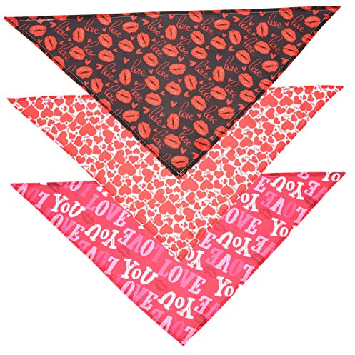 Milisten 3stücke Teiliges Herz-Bandanas Für Hunde Valentinstag-hundeschals Stylische Tieraccessoires Für Festlichkeiten Und Fotoshootings Attraktiv