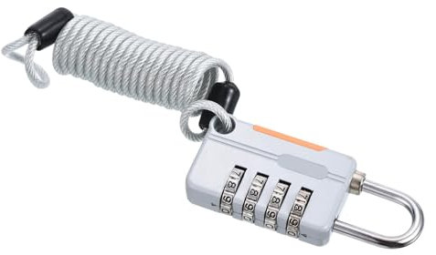 PATIKIL 1 Pack 4 Digit Combination Lock, Helmet Padlock Cable Lock Gym Locker Lock with 3.28Ft Flexible Security Steel Lock Wire for Bike Locker Travel Luggage, Grey