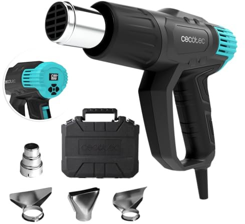 Cecotec Pistola Termica Hell Gun 9500 Vision. 2000W, Controllo Digitale, Riscaldamento Ultrarrapido, 4 Ugelli, Mani Libere, Temperatura Regolabile 50-600 ºC, 2 Livelli di Potenza dell'Aria, Valigetta