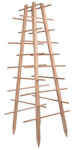 UNUS Pyramide en bois pour plantes grimpantes, 143,5 cm de haut, naturel, support de plantes résistant aux intempéries, pour plantes grimpantes, jardin et serre, montage facile