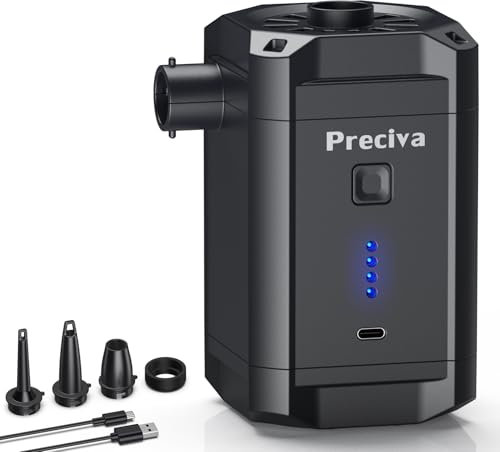 Preciva Electric Air Pump,5200mAh Air Bed Pump Electric with Fast Inflating/Deflating,280L/Min Rechargeable Portable Electric Pump with 4 Nozzles for Swimming Pool,Children's Pools,Inflatable Boat