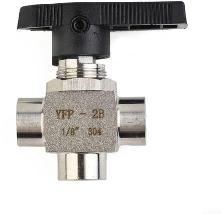 Feegow 304 Stainless Steel 3 Way Ball Valve For Water And Oil Media High Pressure And Temperature Resistant Design For BSPP Female, For Water Gas Air Oil(G1/8)