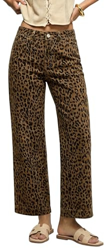 luvamia Wide Leg Jeans Woman Trendy High Waisted Cheetah Print Leopard Pants Bell Bottom Ankle Length Country Concert Outfits for Women Jeans High Waist Soft Stretch Brown Cheetah Size Medium 8 to 10