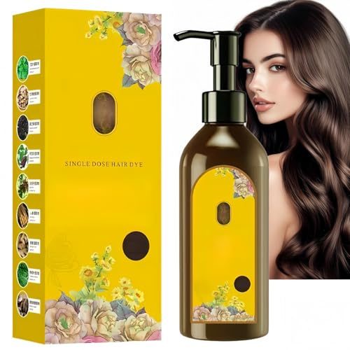 Plant Single Dose Floral Fragrance Dye,Gentle Plant Based Hair Dye Shampoo,Nourishing Plant H/air Dye Permanent,Instant Effect,H/air Nourishment,Long-Lasting Color,Gentle and Natural,Chestnut Brown