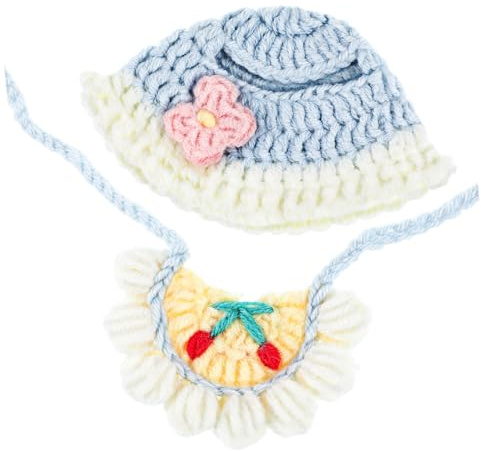SOIMISS Accessori per Bambole Cappello e Bavaglino in Completo Elegante per Bambole e Orsetti Accessori Versatili per Foto e Regali Festivi