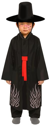 FIESTAS GUIRCA | Costume Demonio Nero Bambini (5-6 anni) - Camicia, Cintura, Cappello e Pantaloni - Ideale per Halloween, Carnevale e Feste in Maschera - Nero