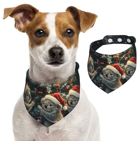 BoltPack Dreieckstuch mit Weihnachtskoala-Druck, niedliches Hundehalstuch, verstellbar, mit Druckknöpfen, für Hunde, Welpen, Katzen