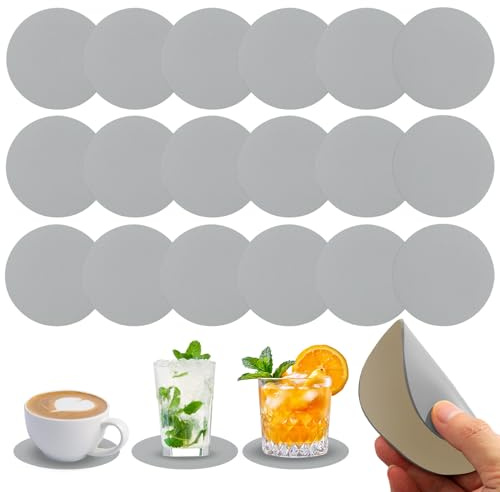 Untersetzer Gläser, 18 Stück Glasuntersetzer, Doppelseitigen Untersetzer Für Gläser Aus Kunstleder, Tischuntersetzer Lederoptik Grau Und Crem, rutschfest Abwaschbare Getränkeuntersetzer