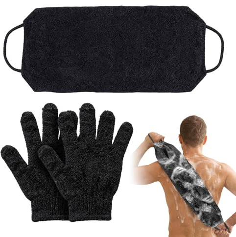 Nevoluxer Exfoliating Back Scrubber Bath Gloves Set, Waschhandschuh für Dusche mit Handschuhe – Körperreinigung und Rückenreinigung zum Entfernen abgestorbener Haut