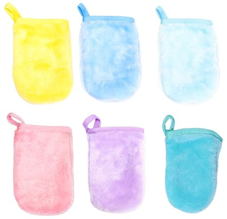 ZAKTUS Lot de 6 Gants de Nettoyage Lavables, Microfibre Ultra-Douce, Lingettes Démaquillantes Réutilisables, Éponge Visage en Coton Lavable, Serviettes Douces pour Tous Types de Peau