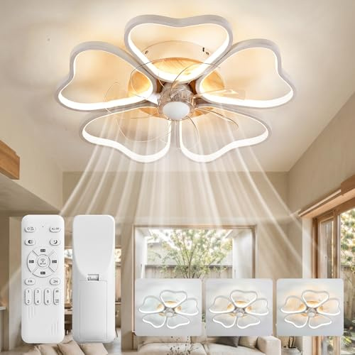 BLMYL Ventilador de Techo con Luz LED, 48W Ventilador de techo silencioso LED con iluminación 3000K-6000K Regulable con Mando a Distancia, 6 Velocidades, Función Verano-invierno Silencioso