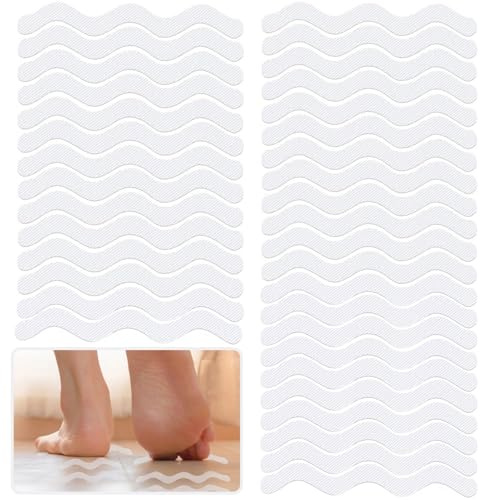 LUFFLOK 36 Pcs Bath Stickers Non Slip Bath Stickers Transparent | Self-Adhesive Shower Stickers , Anti Slip Grip Stickers for Bath Tub, Stairs, Shower Room, Slippery Surfaces