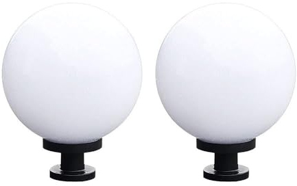 DFTWJMA Modern Globe Post Light Fixture 2 Pcs White Column Lantern Waterproof Pillar Post Lamps, Garden Landscape Lawn Lanterns, Patio Porch Bollard Lamps Street Lighting