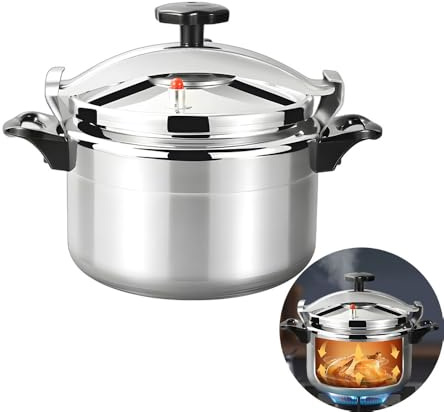 Olla minuto 7L/9L/11L/15L, olla a presión à gaz, olla a presión profesional aluminio con sistema de tapa de bloqueo seguro, doble asa, multicocina (15 L)